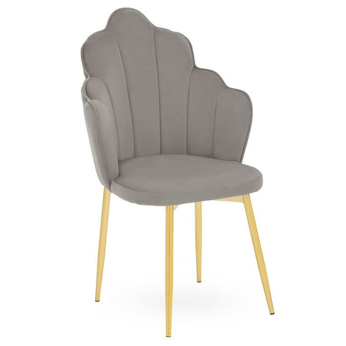 Grey Velvet Dining Chair with Gold Legs