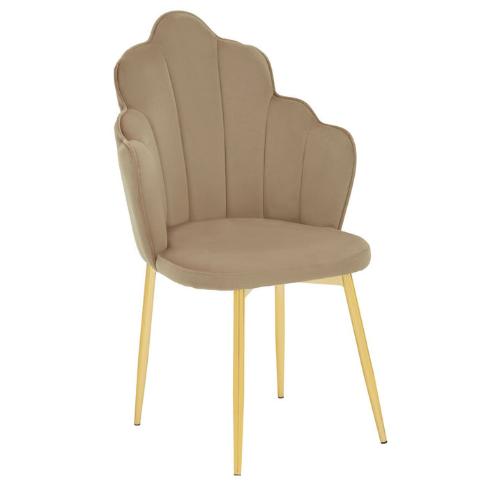 Mink Velvet Dining Chair with Gold Legs