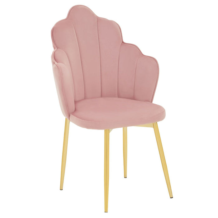 Pink Velvet Dining Chair with Gold Legs
