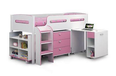 Kimbo Pink Or Blue Midi Sleeper Kids Bed + Ortho Mattress - Modern Home Interiors