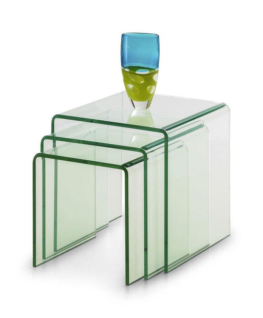 Julian Bowen Amalfi Designer Bent Clear Safety Glass Nest Of Tables (Set of 3) - Modern Home Interiors