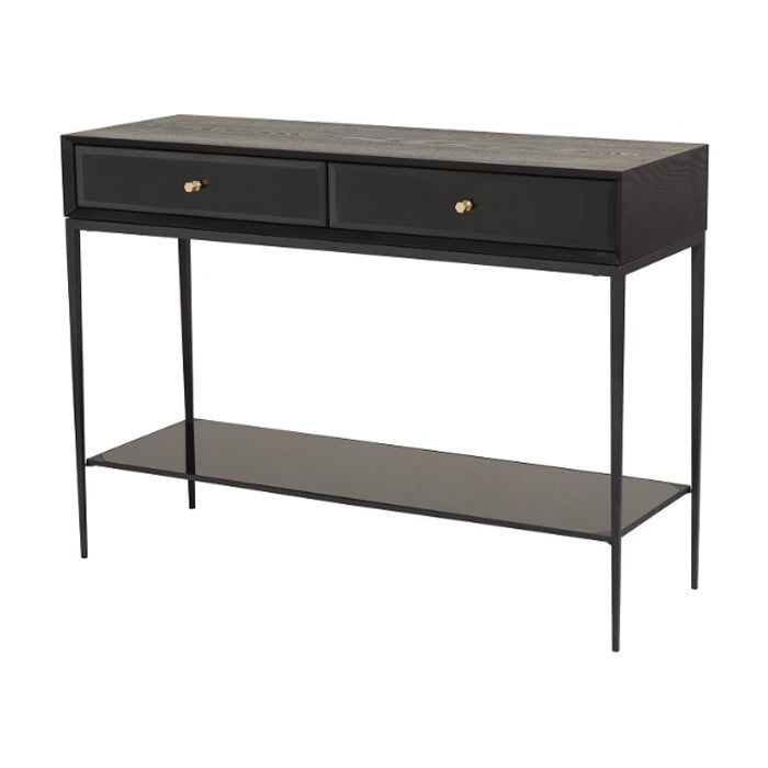 Finola Black with Brass Handle Console Table