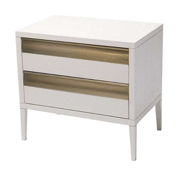 Rhona White and Antique Brass 2 Drawer Bedside Cabinet