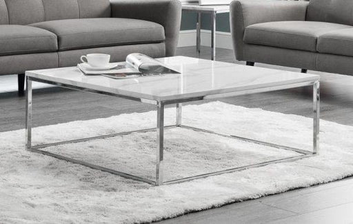 Julian Bowen Scala White Marble Effect Top Square Coffee Table - Modern Home Interiors