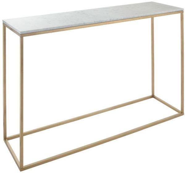 RV Astley Faceby Brushed Gold And White Marble Console Table - Modern Home Interiors