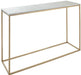 RV Astley Faceby Brushed Gold And White Marble Console Table - Modern Home Interiors
