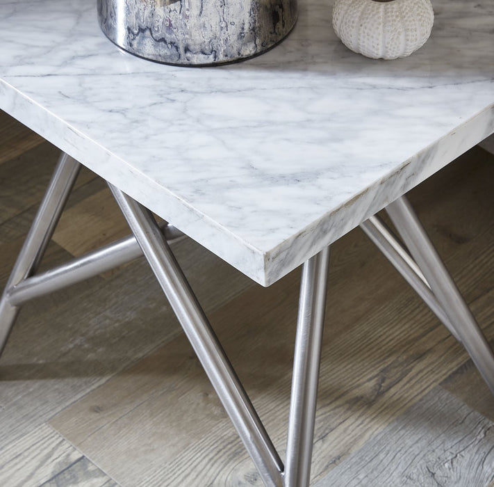 Carrara White/Grey Marble End Table
