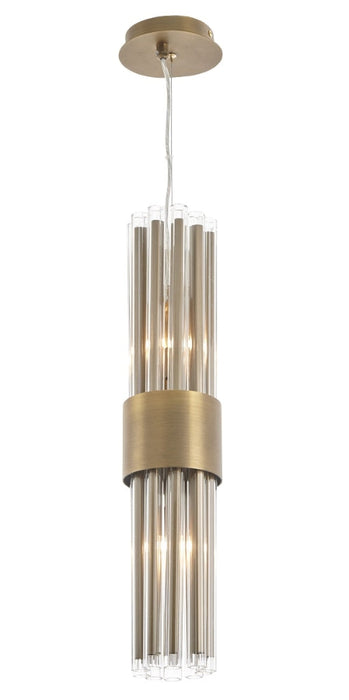 Colmar Antique Brass and Clear Glass Pendant Light