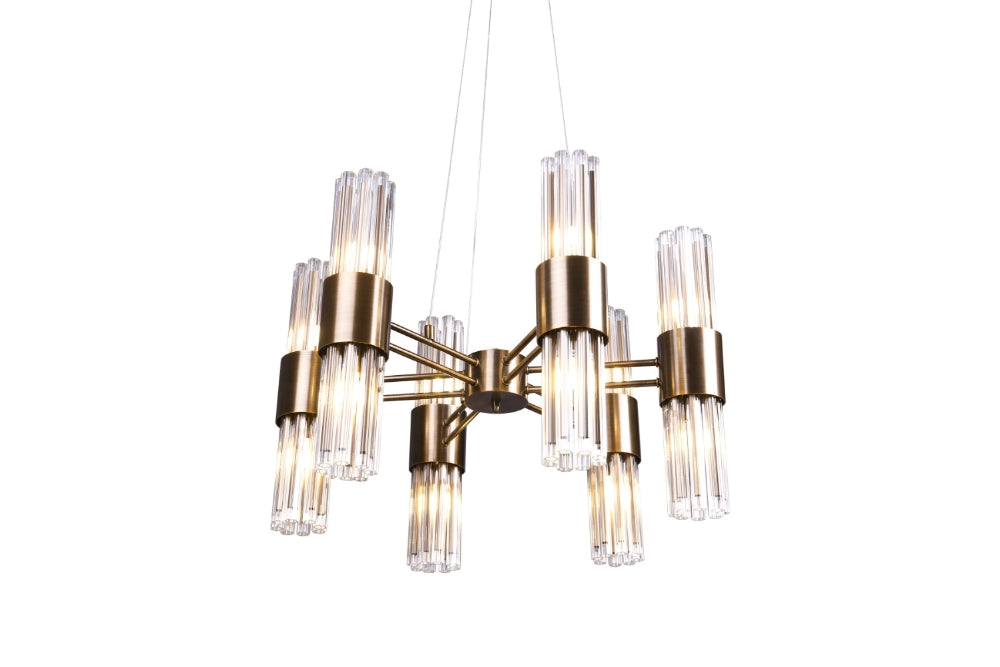 Colmar 6 Arm Antique Brass and Clear Glass Chandelier