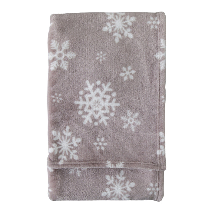 Aspen Flannel Fleece Throw 220gsm 100% Polyester Super Soft Snowflake Winter Design (130 x 177cm)