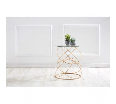 Lexa Rose Gold Circles Side Table - Modern Home Interiors