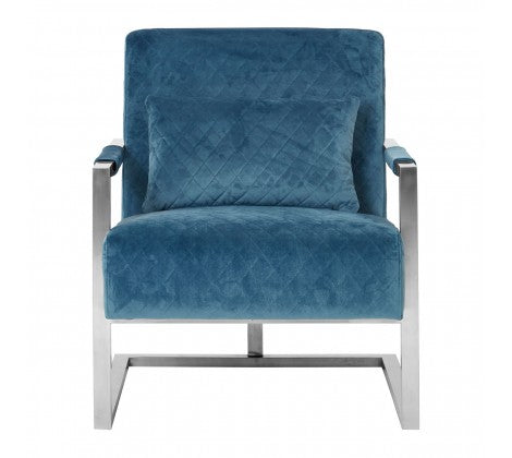 Gatsby Teal Fabric and Silver Accent Chair - Modern Home Interiors