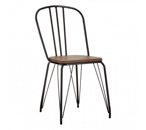 District Elm Wood And Metal High Back Chair - Modern Home Interiors