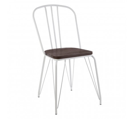 District White Metal And Elm Wood Chair - Modern Home Interiors
