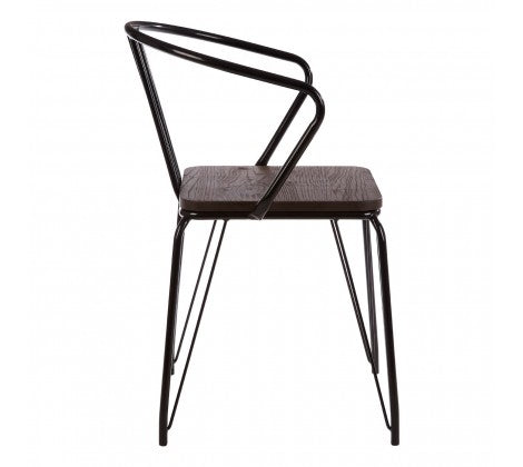 District Black Metal And Elm Wood Arm Chair - Modern Home Interiors