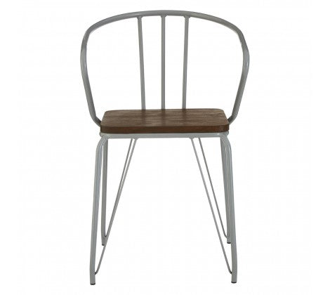 District Grey Metal And Elm Wood Arm Chair - Modern Home Interiors