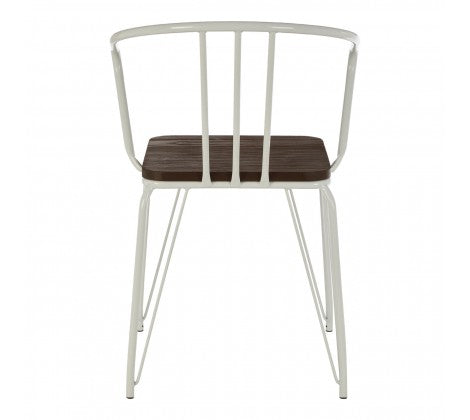 District White Metal And Elm Wood Arm Chair - Modern Home Interiors