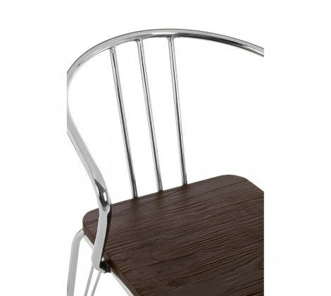 District Chrome Metal And Elm Wood Arm Chair - Modern Home Interiors