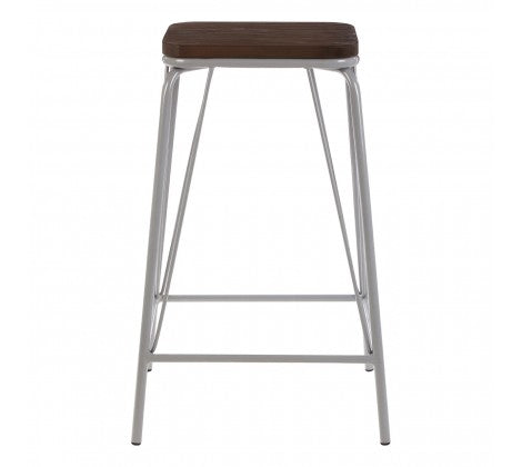 District Grey Metal And Elm Wood Stool - Modern Home Interiors