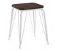 District White Metal / Elm Small Wood Stool - Modern Home Interiors