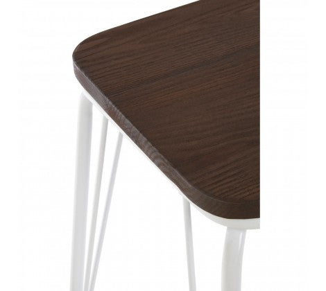 District White Metal / Elm Small Wood Stool - Modern Home Interiors