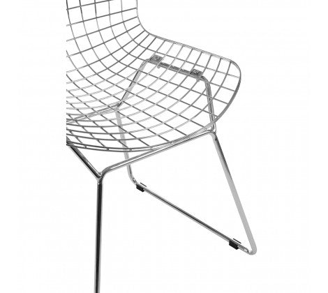 District Chrome Metal Grid Frame Wire Chair - Modern Home Interiors