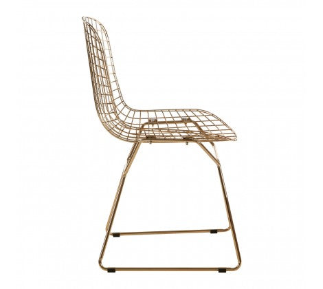 District Gold Metal Grid Frame Wire Chair - Modern Home Interiors