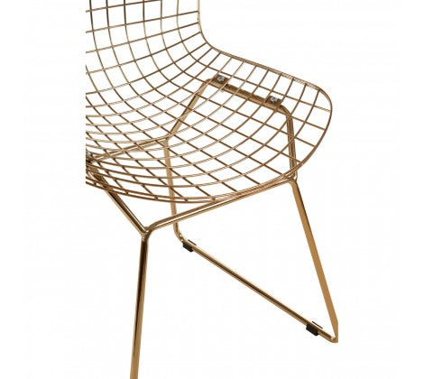 District Gold Metal Grid Frame Wire Chair - Modern Home Interiors