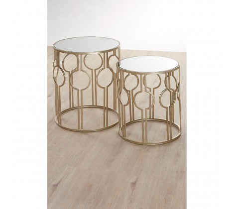 Set of 2 Avantis Champagne Metal Tables - Modern Home Interiors