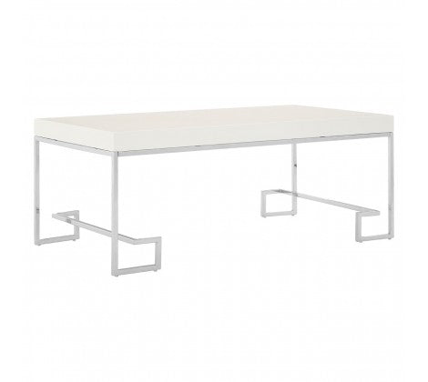 Allure White Gloss and Silver Coffee Table - Modern Home Interiors