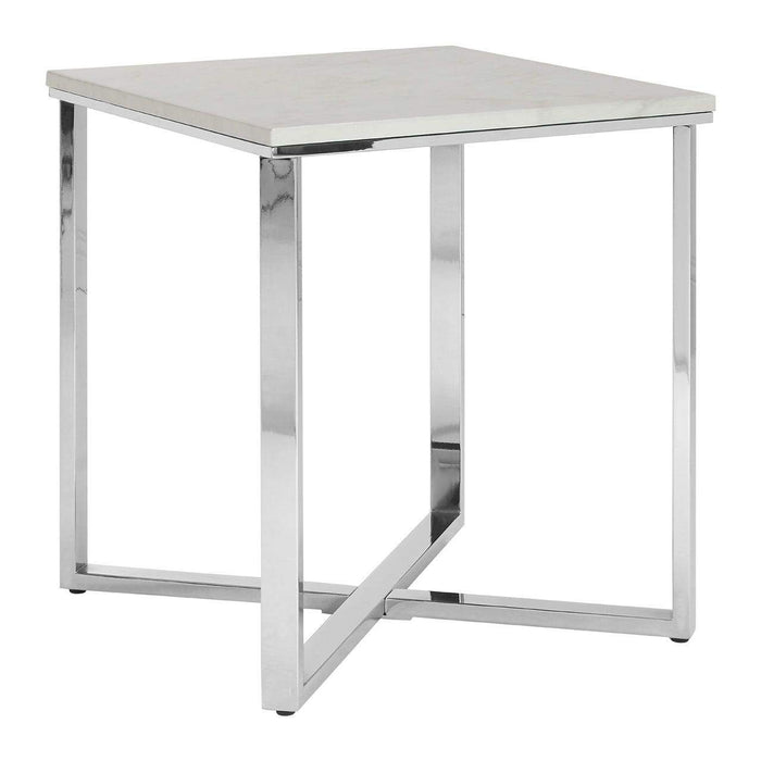 Allure White Faux Marble Square End Table - Modern Home Interiors