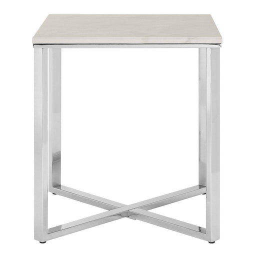 Allure White Faux Marble Square End Table - Modern Home Interiors