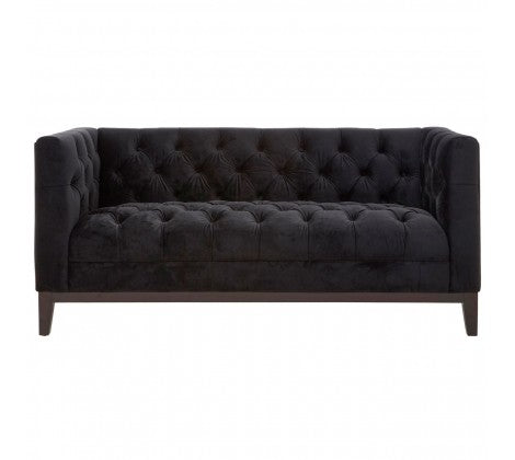 Sasha 2 Seater Black Velvet Sofa - Modern Home Interiors