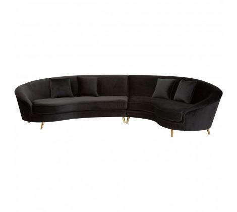 Ruby Black Velvet 5 Seater Curved Sofa Unit - Modern Home Interiors