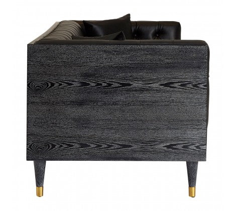 Raven Black Faux Leather 3 Seat Sofa - Modern Home Interiors