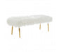 Clarence Natural Fur Effect Bench - White and Gold - Modern Home Interiors