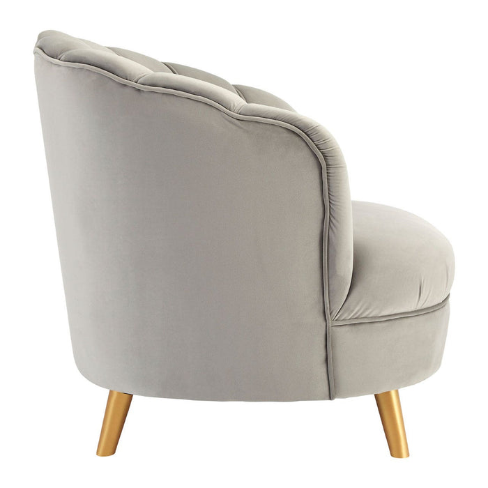 Orlina Grey Velvet Chair with Gold Wood Legs - Modern Home Interiors