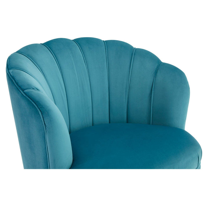 Orlina Blue Velvet Chair with Gold Wood Legs - Modern Home Interiors