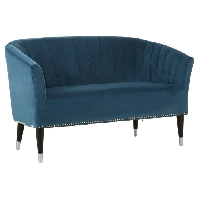 Doucet Blue Velvet 2 Seater Sofa - Modern Home Interiors