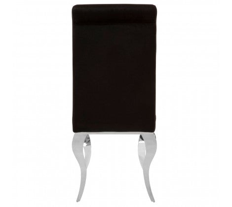 Eliza Louis Style Black Velvet Dining Chair with Silver Legs - Modern Home Interiors