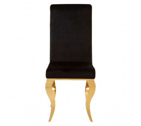 Eliza Louis Style Black Velvet Dining Chair with Gold Legs - Modern Home Interiors