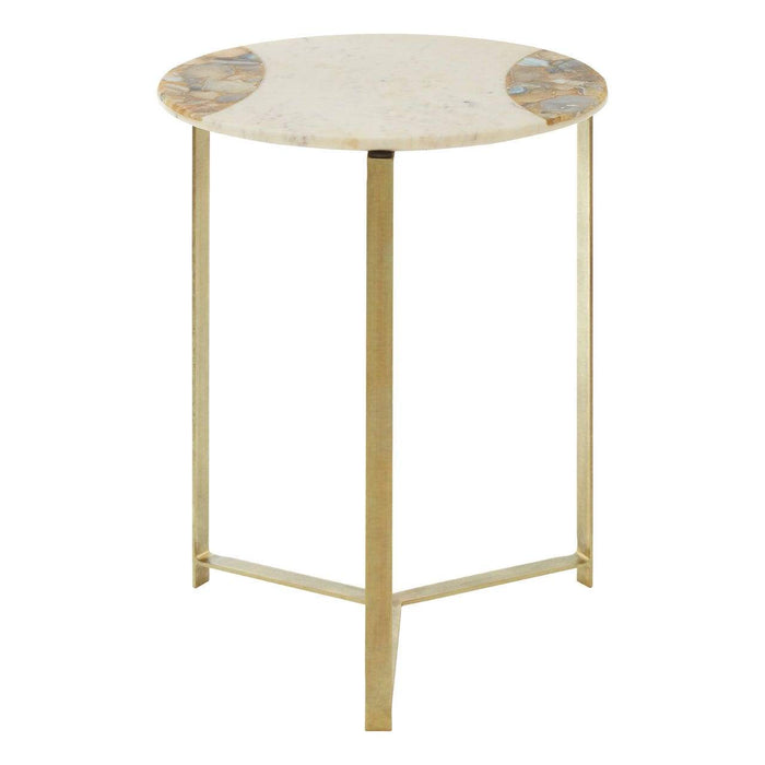 Vizzini Marble / Brass Finish Iron Side Table - Modern Home Interiors