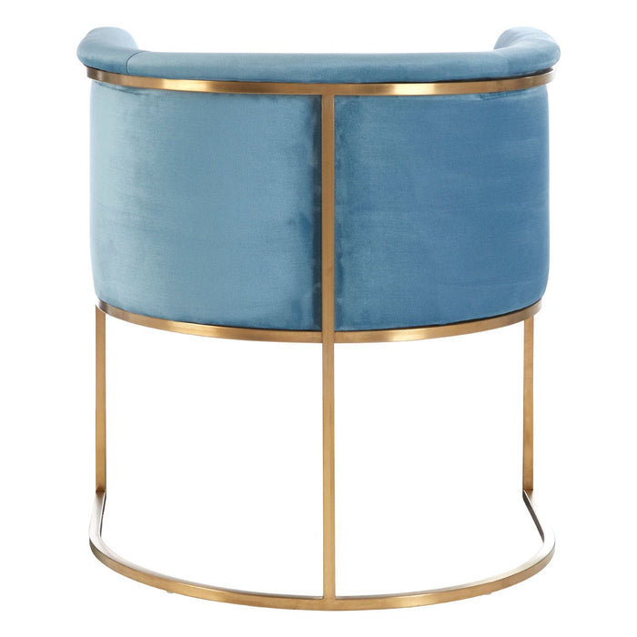 Mia Blue Velvet and Gold Statement Chair - Modern Home Interiors