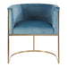 Mia Blue Velvet and Gold Statement Chair - Modern Home Interiors