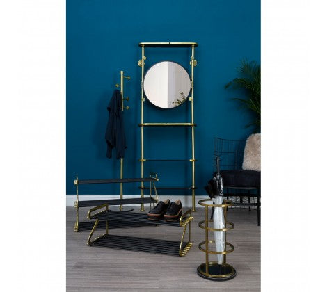 Hawkes Premium Black and Gold 2 Tier Shoe Rack - Modern Home Interiors