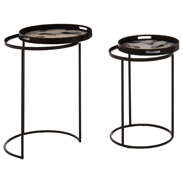 Celina Set of 2 Marble Effect Nesting Tables - Modern Home Interiors