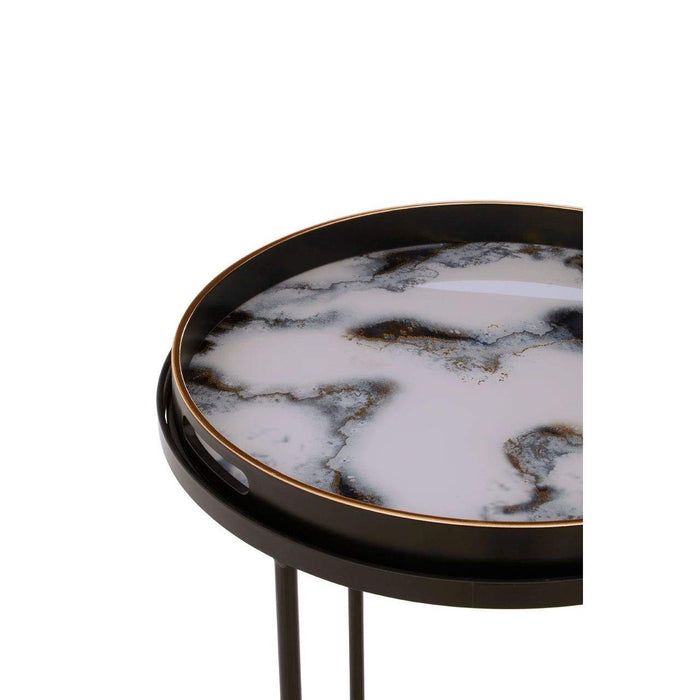 Celina Set of 2 Marble Effect Nesting Tables - Modern Home Interiors