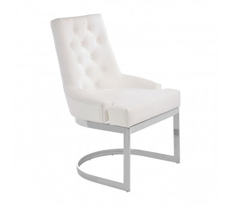 Azalea Ivory and Silver Luxe Faux Leather Dining Chair - Modern Home Interiors