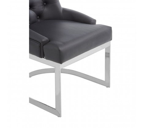Azalea Black and Silver Luxe Faux Leather Dining Chair - Modern Home Interiors