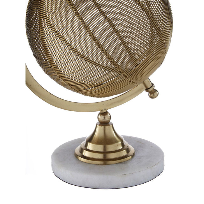 Gold Wire Globe Ornament on Marble Base - Modern Home Interiors